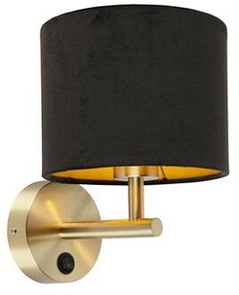 QAZQA Klassieke Wandlamp Goud Met Zwarte Velours Kap - Combi