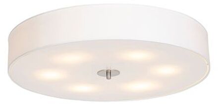 QAZQA Landelijke plafondlamp wit 70 cm - Drum Crème