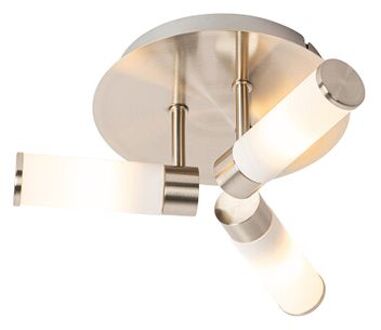 QAZQA Moderne badkamer plafondlamp staal 3-lichts IP44 - Bath Zilver