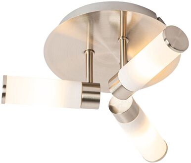 QAZQA Moderne badkamer plafondlamp staal 3-lichts IP44 - Bath Zilver