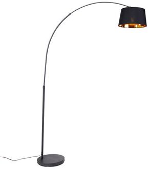 QAZQA Moderne booglamp zwart met goud - Arc Basic