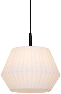 QAZQA Moderne buiten hanglamp zwart met witte kap 45,6 cm IP44