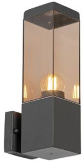 QAZQA Moderne buiten wandlamp donkergrijs met smoke - Malios Brons