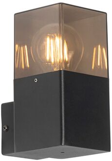 QAZQA Moderne buiten wandlamp zwart IP44 met smoke glas - Denmark