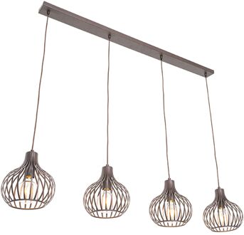 QAZQA Moderne hanglamp bruin 4-lichts - Saffira