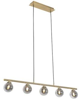 QAZQA Moderne hanglamp goud 100 cm 5-lichts met smoke glas - Athens