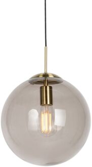 QAZQA Moderne hanglamp messing met smoke glas 30 cm - Ball Goud, Transparant