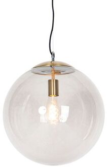 QAZQA Moderne hanglamp messing met smoke glas 40 cm - Ball Goud, Transparant