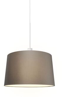 QAZQA Moderne Hanglamp Wit Met Kap 45 Cm Taupe - Combi 1