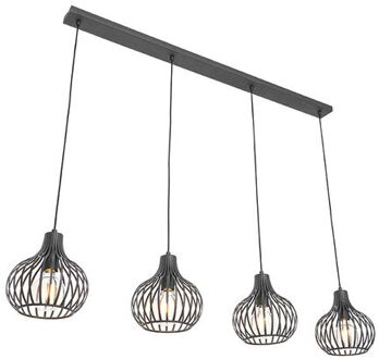 QAZQA Moderne hanglamp zwart 4-lichts - Saffira