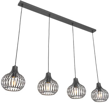 QAZQA Moderne hanglamp zwart 4-lichts - Saffira