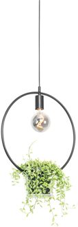 QAZQA Moderne hanglamp zwart met glas rond - Roslini