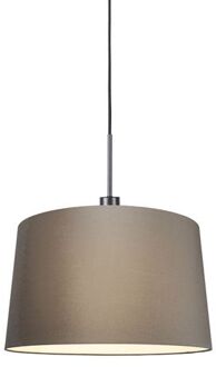 QAZQA Moderne Hanglamp Zwart Met Kap 45 Cm Taupe - Combi 1