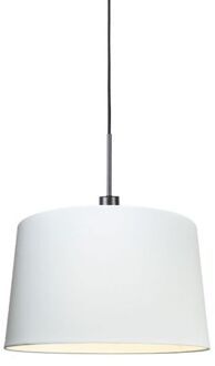 QAZQA Moderne Hanglamp Zwart Met Kap 45 Cm Wit - Combi 1