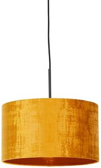 QAZQA Moderne Hanglamp Zwart Met Kap Geel 35 Cm - Combi