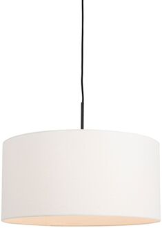 QAZQA Moderne hanglamp zwart met witte kap 50 cm - Combi 1