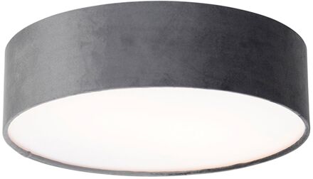 QAZQA Moderne plafondlamp grijs 40 cm met gouden binnenkant - Drum