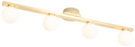 QAZQA Moderne Plafondlamp Messing Ip44 4-lichts - Cederic