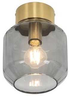 QAZQA Moderne plafondlamp messing met smoke glas - Stiklo Goud