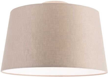 QAZQA Moderne plafondlamp met taupe kap 35 cm - Combi Bruin