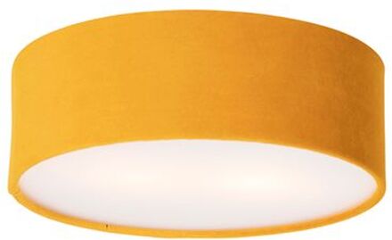 QAZQA Moderne plafondlamp oker 30 cm met gouden binnenkant - Drum Geel