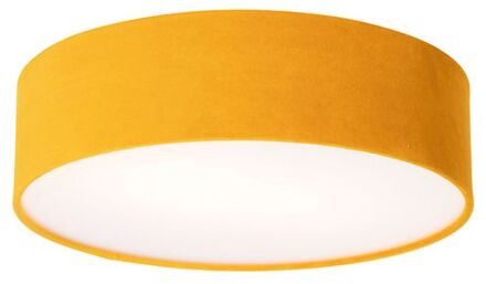 QAZQA Moderne plafondlamp oker 40 cm met gouden binnenkant - Drum Geel