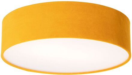 QAZQA Moderne plafondlamp oker 40 cm met gouden binnenkant - Drum Geel