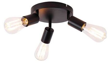 QAZQA Moderne plafondlamp zwart 3-lichts rond - Facil