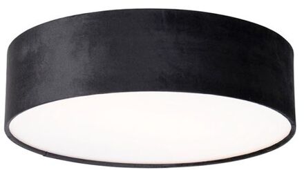 QAZQA Moderne plafondlamp zwart 40 cm met gouden binnenkant - Drum