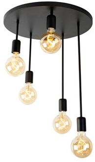 QAZQA Moderne plafondlamp zwart 5-lichts - Facil