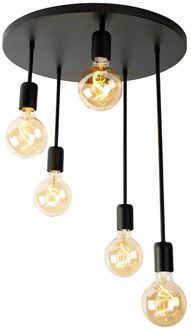 QAZQA Moderne plafondlamp zwart 5-lichts - Facil