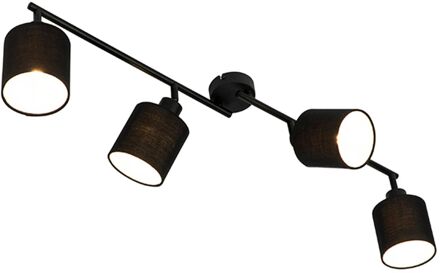 QAZQA Moderne plafondlamp zwart 89,5 cm 4-lichts verstelbaar - Hetta