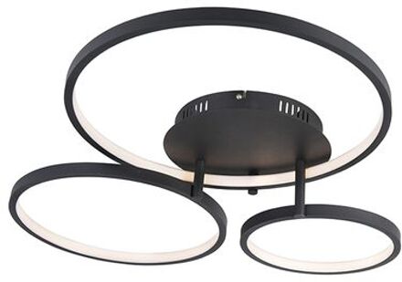 QAZQA Moderne plafondlamp zwart incl. LED en dimmer- Rondas