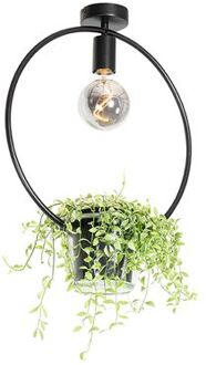 QAZQA Moderne plafondlamp zwart met glas rond - Roslini