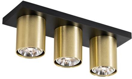 QAZQA Moderne Plafondspot Zwart Met Goud 3-lichts - Tubo