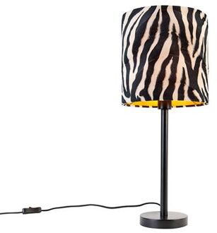 QAZQA Moderne Tafellamp Zwart Met Kap Zebra 25 Cm - Simplo