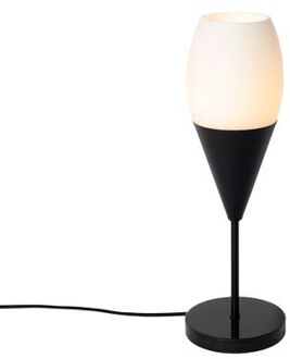 QAZQA Moderne Tafellamp Zwart Met Opaal Glas - Drop
