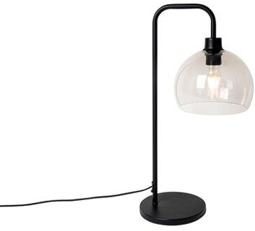 QAZQA Moderne tafellamp zwart met smoke kap - Maly