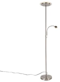 QAZQA Moderne Vloerlamp Staal Incl. Led Met Leesarm - Chala