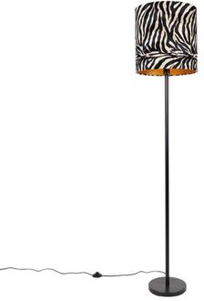QAZQA Moderne vloerlamp zwart stoffen kap zebra 40 cm - Simplo Wit, Zwart