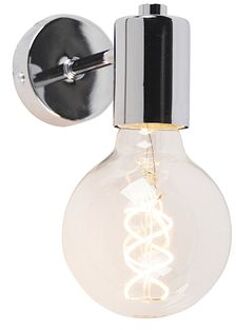 QAZQA Moderne wandlamp chroom - Facil Zilver