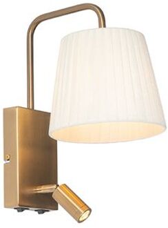QAZQA Moderne wandlamp wit en brons met leeslamp - Renier