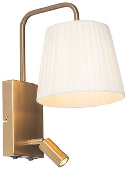 QAZQA Moderne wandlamp wit en brons met leeslamp - Renier