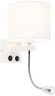 QAZQA Moderne wandlamp wit met witte kap - Brescia