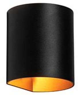 QAZQA Moderne wandlamp zwart met messing - Sabbio Goud