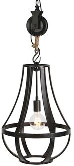 QAZQA Morgana - Hanglamp met lampenkap - 1 lichts - H 1850 mm - Zwart