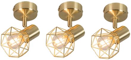 QAZQA Mosh - Plafond spot - 3 lichts - H 160 mm - Goud/messing