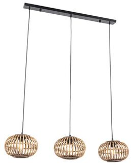 QAZQA Oosterse Hanglamp Bamboe 3-lichts Langwerpig - Amira