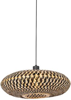 QAZQA Oosterse hanglamp zwart bamboe 50 cm - Ostrava