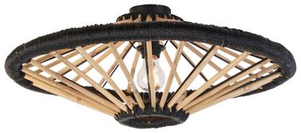 QAZQA Oosterse plafondlamp bamboe met zwart 60 cm - Evalin